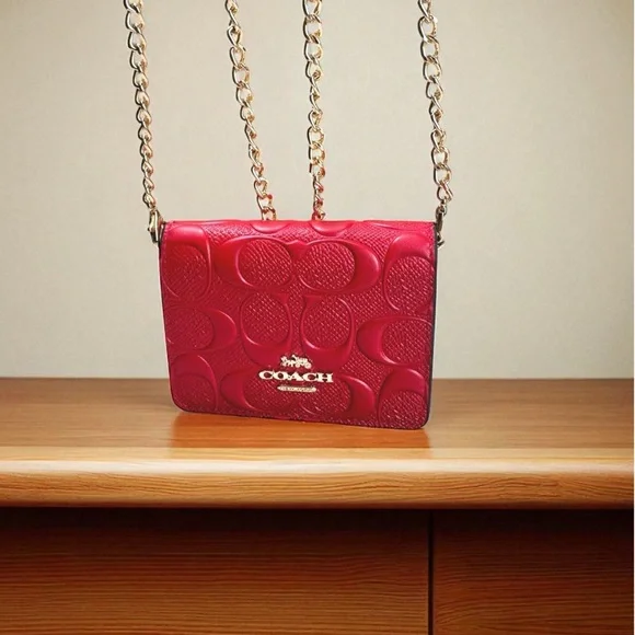 Coach Embossed Red Leather Wallet - Picture 3 of 8